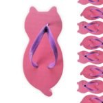 chinelo de gatinho rosa com formato de gato