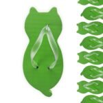 chinelo de gatinho verde com formato de gato