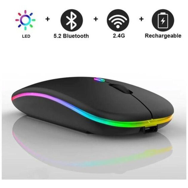 Mouse Sem Fio Recarregável Led RGB