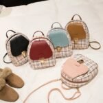 Mini Mochila Xadrez Tipo Couro Kawaii Estilo Fofo