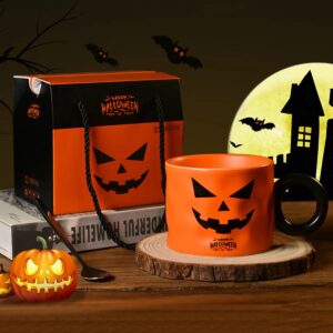 Caneca Abóbora de Halloween Laranja com Colher