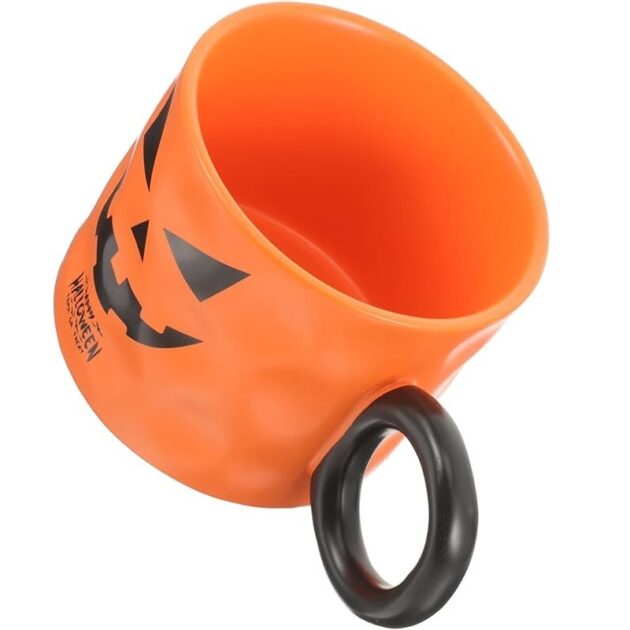 Caneca Abóbora de Halloween Laranja com Colher