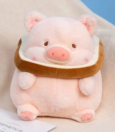 Porquinho de Pelúcia Fofo com Pão de Forma