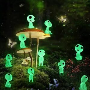 10 Elfos Kodama Miniaturas que Brilham no Escuro Para Decoração de Jardins, Plantas e Casas Luminosos e Fluorescentes