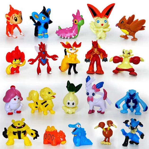 Kit 144 Pokemons + 50 Adesivos Coleção Completa Miniaturas e Bolsa Bag