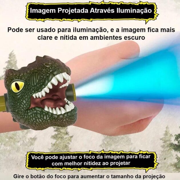 Relógio de Dinossauro 3D com Projetor T-Rex Jurassic Digital Flip