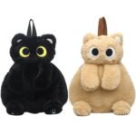 Mochila com Formato De Gatinho de Pelúcia Fofa e Felpuda com Alças Kawaii