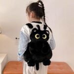 Mochila com Formato De Gatinho de Pelúcia Fofa e Felpuda com Alças Kawaii - Imagem 3