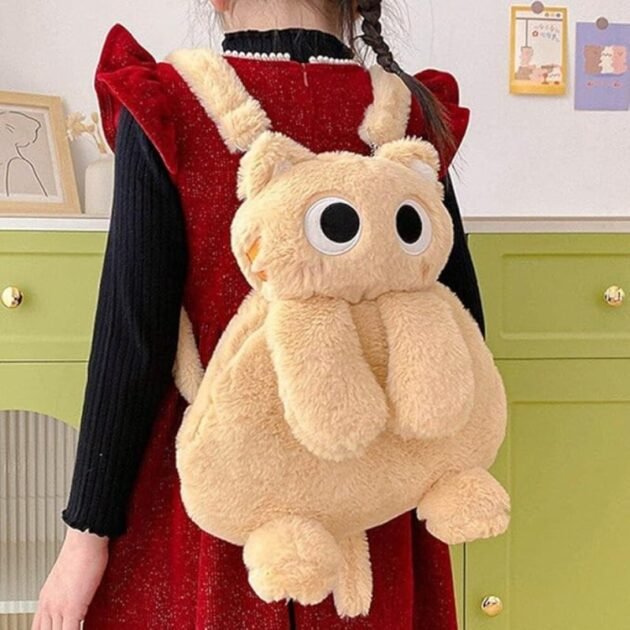Mochila com Formato De Gatinho de Pelúcia Fofa e Felpuda com Alças Kawaii - Image 4
