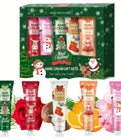 Kit 5 Cremes para as Mãos Fragrâncias Variadas Hidratação Profunda Suave Aveludado Presente de Natal