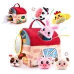 Kit Fazendinha de Pelúcia Animais com Sons Brinquedo Colorido Sensorial Educativo para Bebês e Crianças