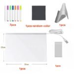 Quadro Mágico LED Infantil para Escrever Desenhar Colorir Regravável USB com Canetas Tamanho Grande - Imagem 9