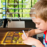 Quadro Mágico LED Infantil para Escrever Desenhar Colorir Regravável USB com Canetas Tamanho Grande - Imagem 3